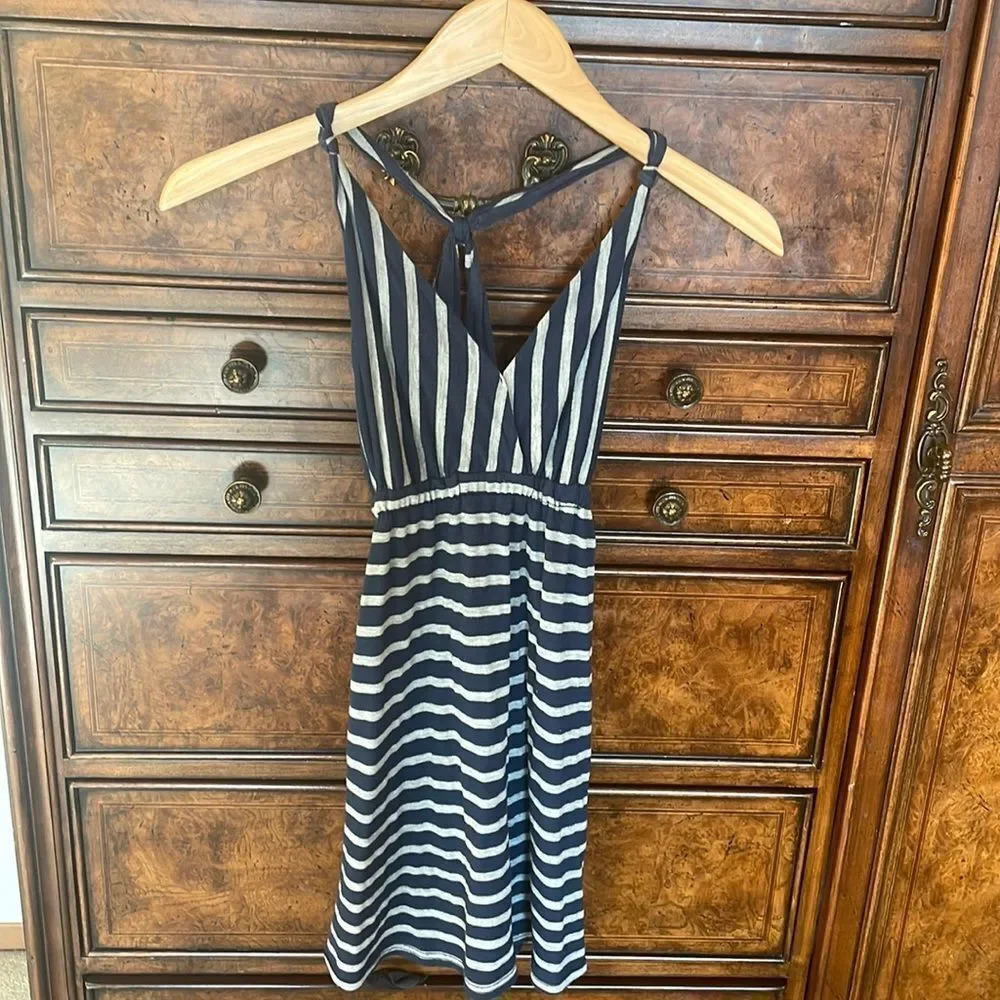 Splendid Kids Navy Blue And Grey Stripped Dress